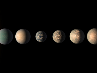 An artist’s depiction of Trappist exoplanets in comparison to Earth. The Trappist planets are those in their star’s habitable zone. (Photo: NASA)
